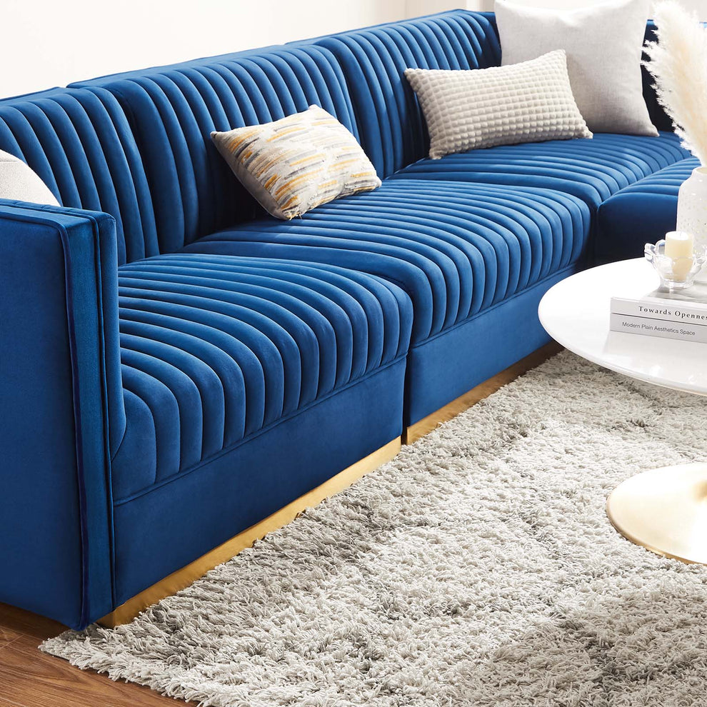 Sanguine Channel Tufted Performance Velvet 4-Piece Modular Sectional Sofa By Modway - EEI-5826 | Sectional | Modishstore - 32