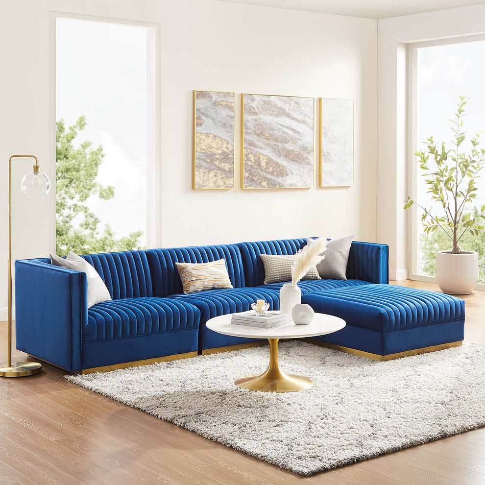 Sanguine Channel Tufted Performance Velvet 4-Piece Modular Sectional Sofa By Modway - EEI-5826 | Sectional | Modishstore - 33