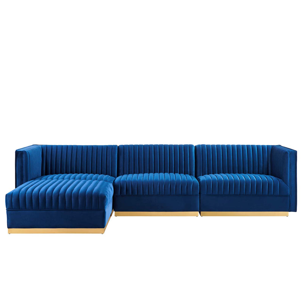 Sanguine Channel Tufted Performance Velvet 4-Piece Modular Sectional Sofa By Modway - EEI-5826 | Sectional | Modishstore - 34