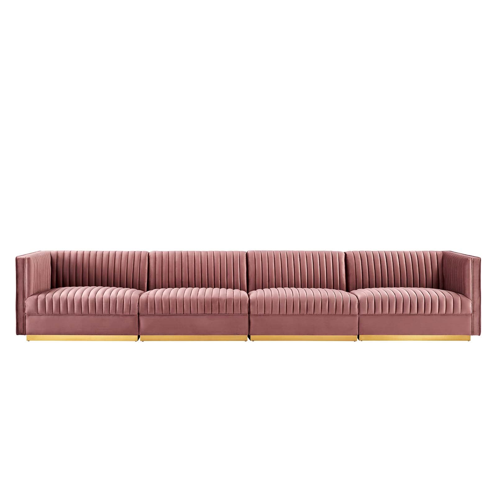 Sanguine Channel Tufted Performance Velvet 4-Seat Modular Sectional Sofa By Modway - EEI-5827 | Sectional | Modishstore - 6