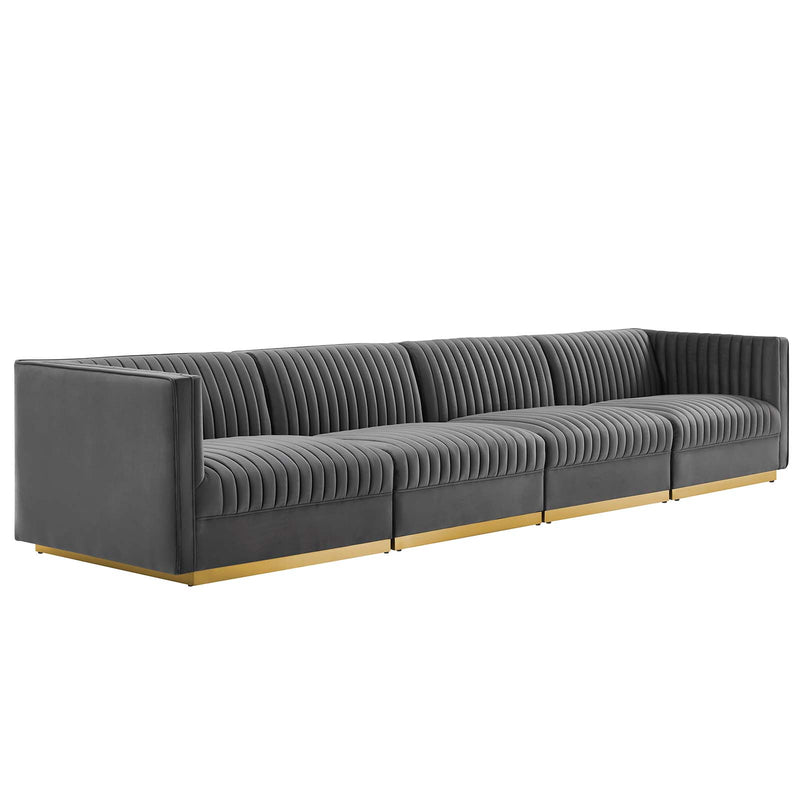 Sanguine Channel Tufted Performance Velvet 4-Seat Modular Sectional Sofa By Modway - EEI-5827 | Sectional | Modishstore - 13