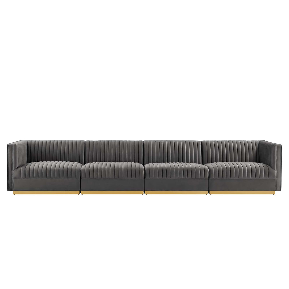 Sanguine Channel Tufted Performance Velvet 4-Seat Modular Sectional Sofa By Modway - EEI-5827 | Sectional | Modishstore - 16