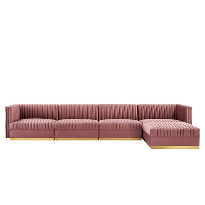 Sanguine Channel Tufted Performance Velvet 5-Piece Modular Sectional Sofa By Modway - EEI-5828 | Sectional | Modishstore - 2