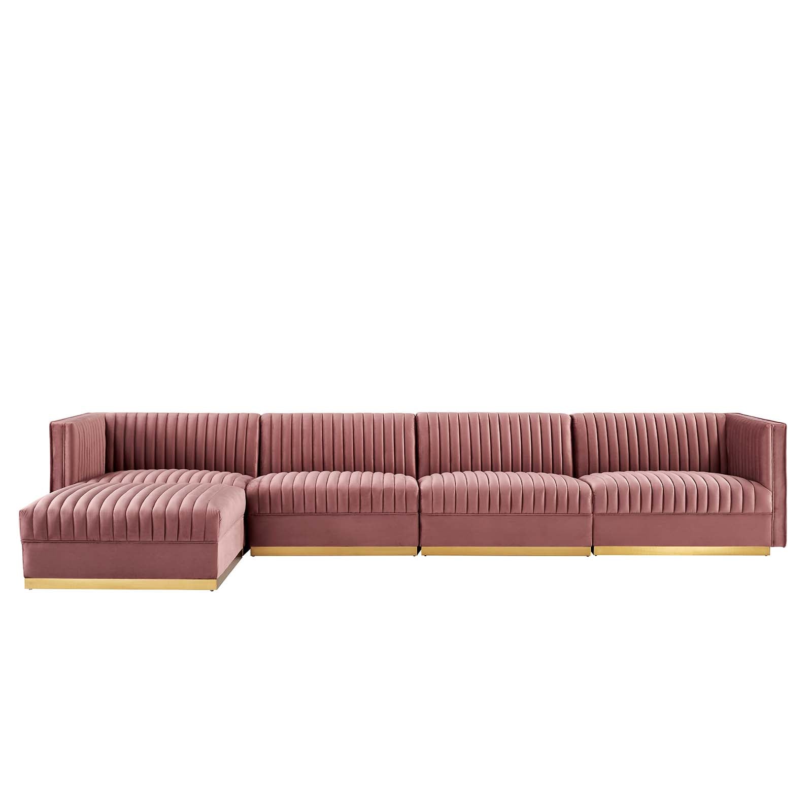 Sanguine Channel Tufted Performance Velvet 5-Piece Modular Sectional Sofa By Modway - EEI-5828 | Sectional | Modishstore - 6