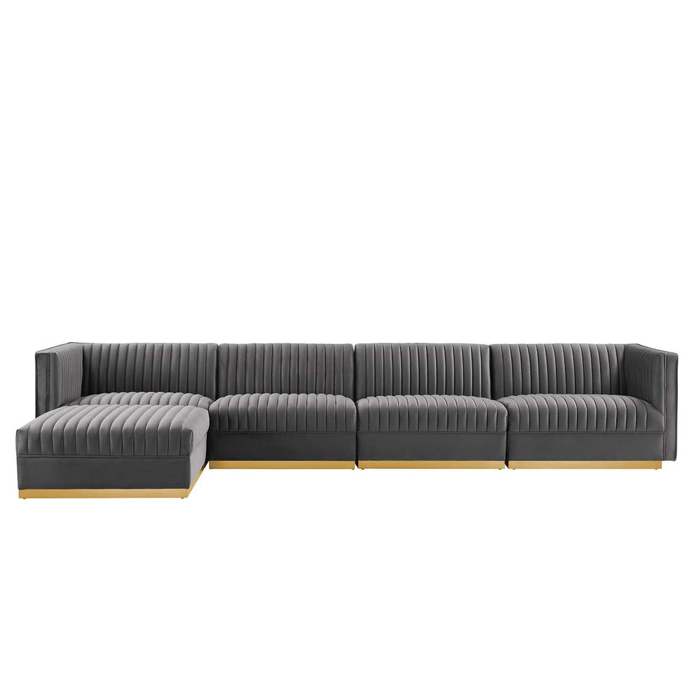 Sanguine Channel Tufted Performance Velvet 5-Piece Modular Sectional Sofa By Modway - EEI-5828 | Sectional | Modishstore - 18