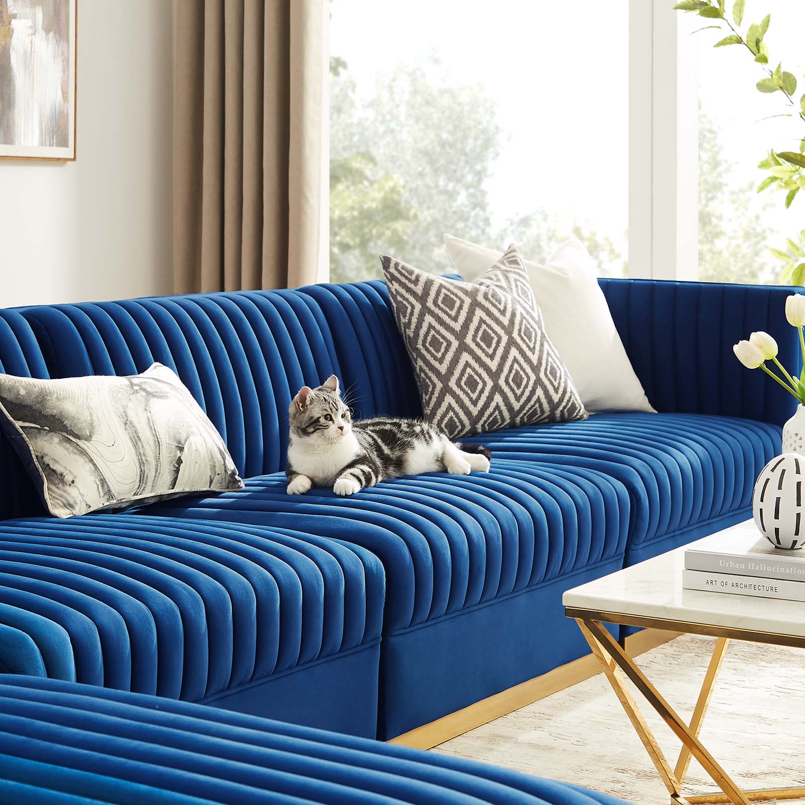 Sanguine Channel Tufted Performance Velvet 5-Piece Modular Sectional Sofa By Modway - EEI-5828 | Sectional | Modishstore - 29