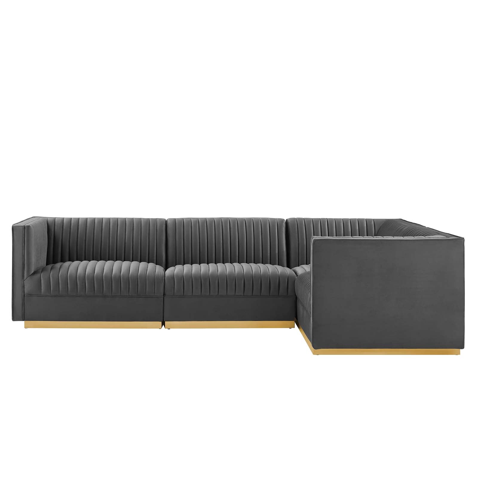 Sanguine Channel Tufted Performance Velvet 4-Piece Right-Facing Modular Sectional Sofa By Modway - EEI-5829 | Sectional | Modishstore - 17