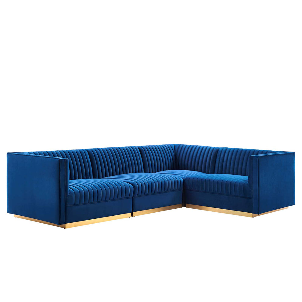 Sanguine Channel Tufted Performance Velvet 4-Piece Right-Facing Modular Sectional Sofa By Modway - EEI-5829 | Sectional | Modishstore - 24