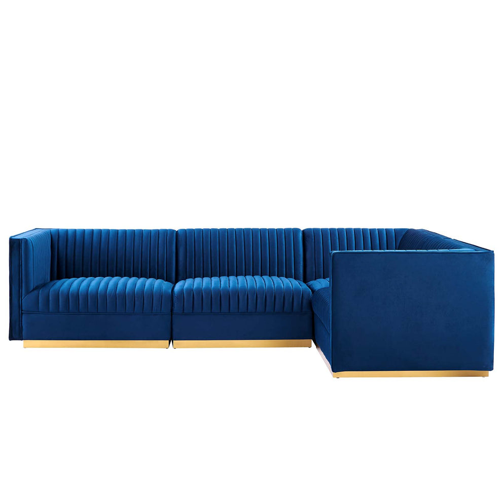 Sanguine Channel Tufted Performance Velvet 4-Piece Right-Facing Modular Sectional Sofa By Modway - EEI-5829 | Sectional | Modishstore - 29
