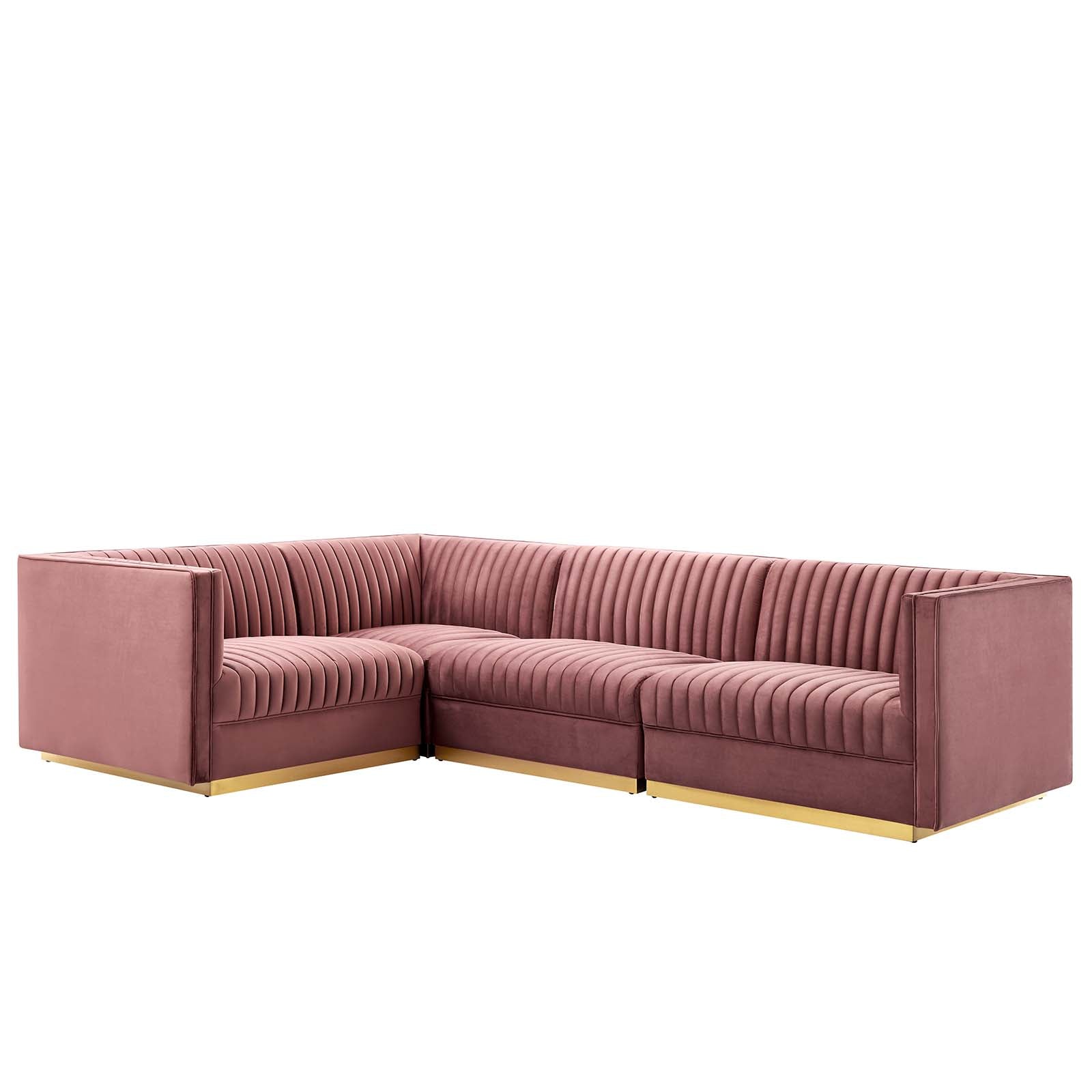 Sanguine Channel Tufted Performance Velvet 4-Piece Left-Facing Modular Sectional Sofa By Modway - EEI-5830 | Sectional | Modishstore - 2