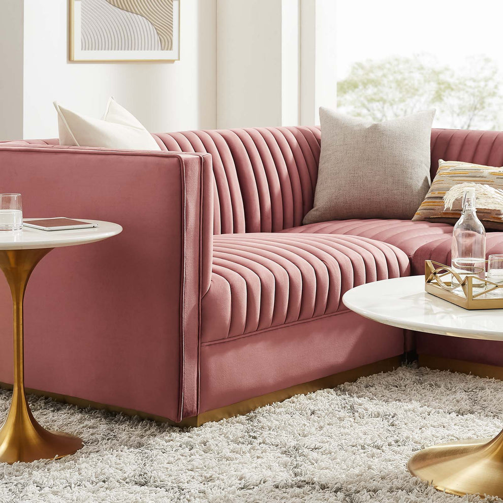 Sanguine Channel Tufted Performance Velvet 4-Piece Left-Facing Modular Sectional Sofa By Modway - EEI-5830 | Sectional | Modishstore - 3