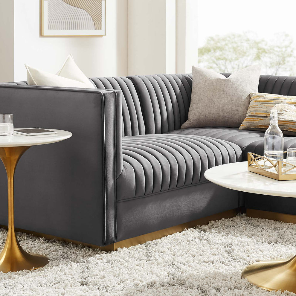 Sanguine Channel Tufted Performance Velvet 4-Piece Left-Facing Modular Sectional Sofa By Modway - EEI-5830 | Sectional | Modishstore - 13