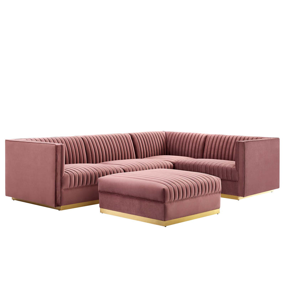 Sanguine Channel Tufted Performance Velvet 5-Piece Right-Facing Modular Sectional Sofa By Modway - EEI-5831 | Sectional | Modishstore - 8
