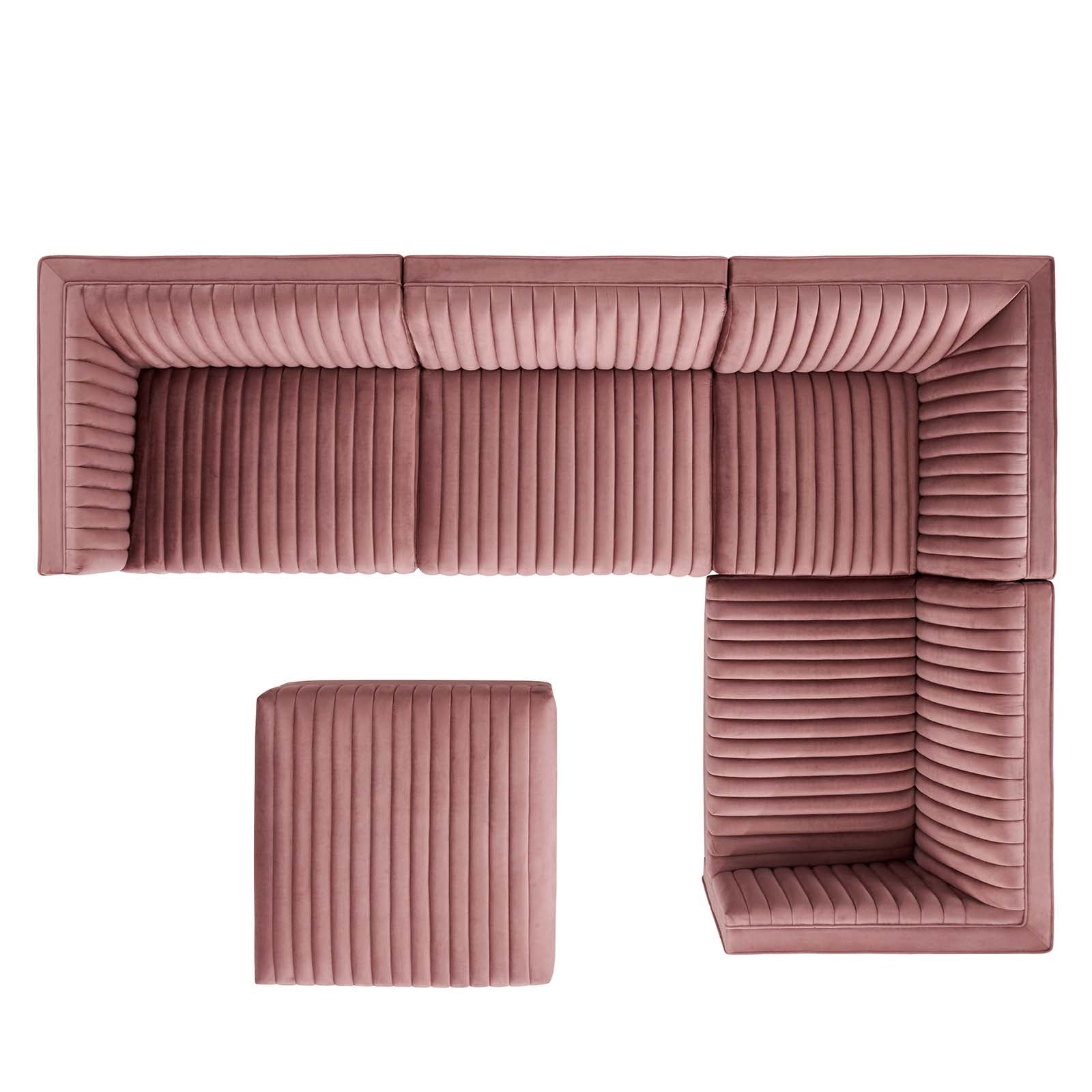 Sanguine Channel Tufted Performance Velvet 5-Piece Right-Facing Modular Sectional Sofa By Modway - EEI-5831 | Sectional | Modishstore - 9