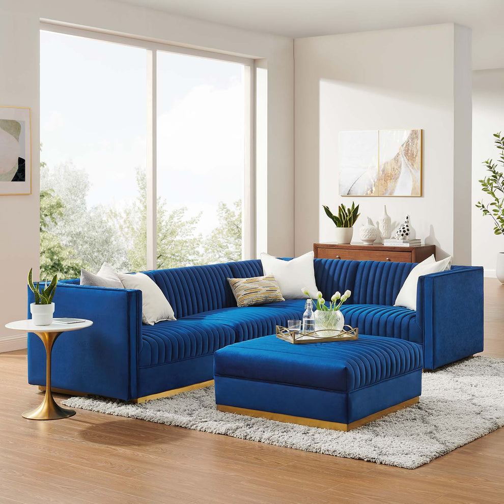 Sanguine Channel Tufted Performance Velvet 5-Piece Right-Facing Modular Sectional Sofa By Modway - EEI-5831 | Sectional | Modishstore - 22