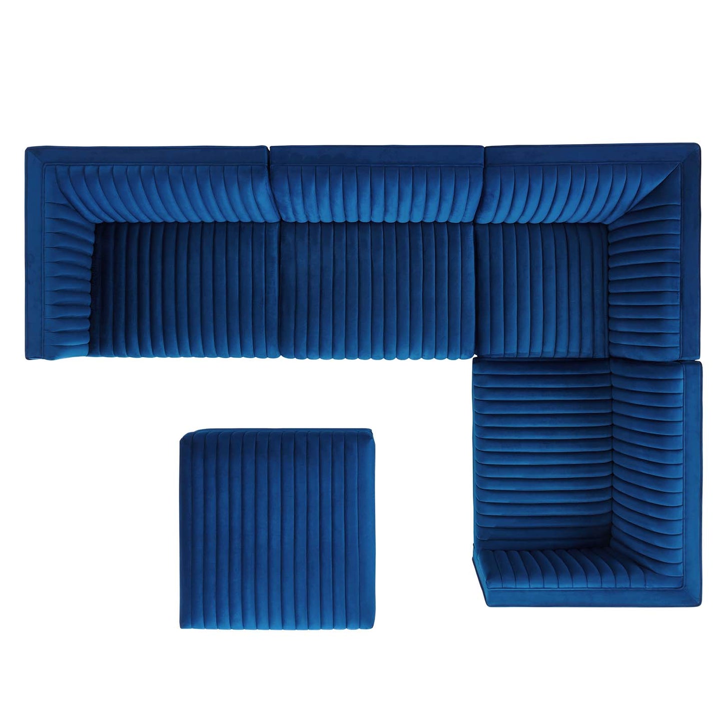 Sanguine Channel Tufted Performance Velvet 5-Piece Right-Facing Modular Sectional Sofa By Modway - EEI-5831 | Sectional | Modishstore - 24