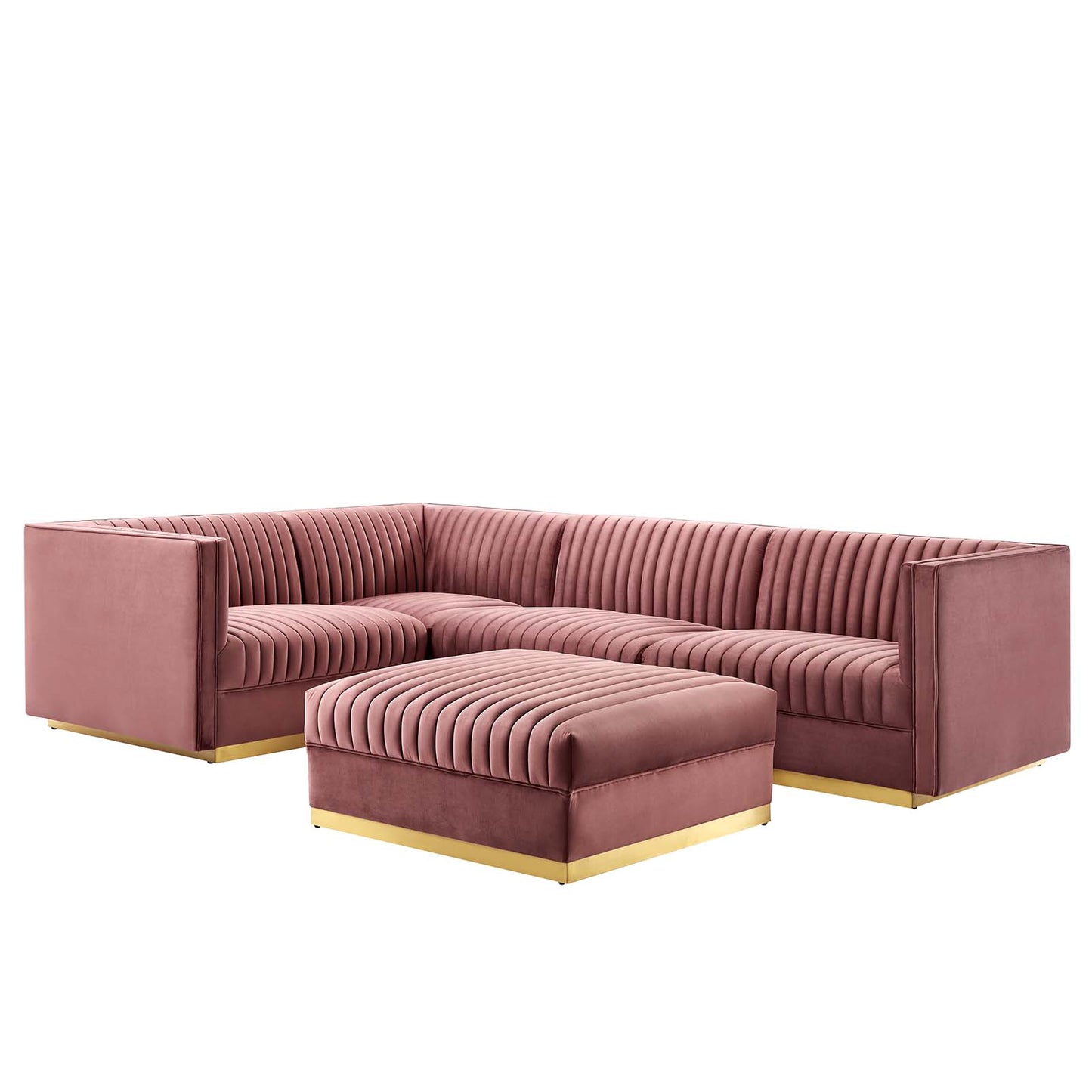 Sanguine Channel Tufted Performance Velvet 5-Piece Left-Facing Modular Sectional Sofa By Modway - EEI-5832 | Sectional | Modishstore - 7
