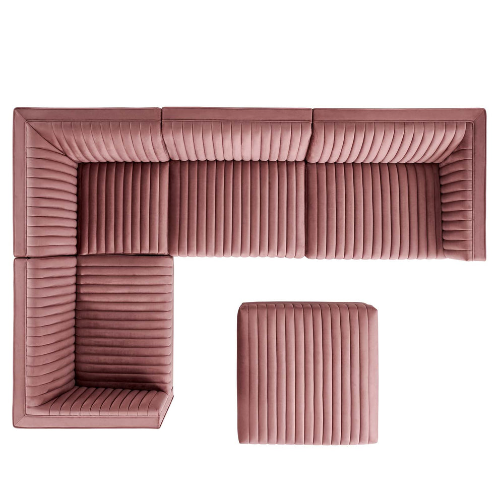 Sanguine Channel Tufted Performance Velvet 5-Piece Left-Facing Modular Sectional Sofa By Modway - EEI-5832 | Sectional | Modishstore - 8