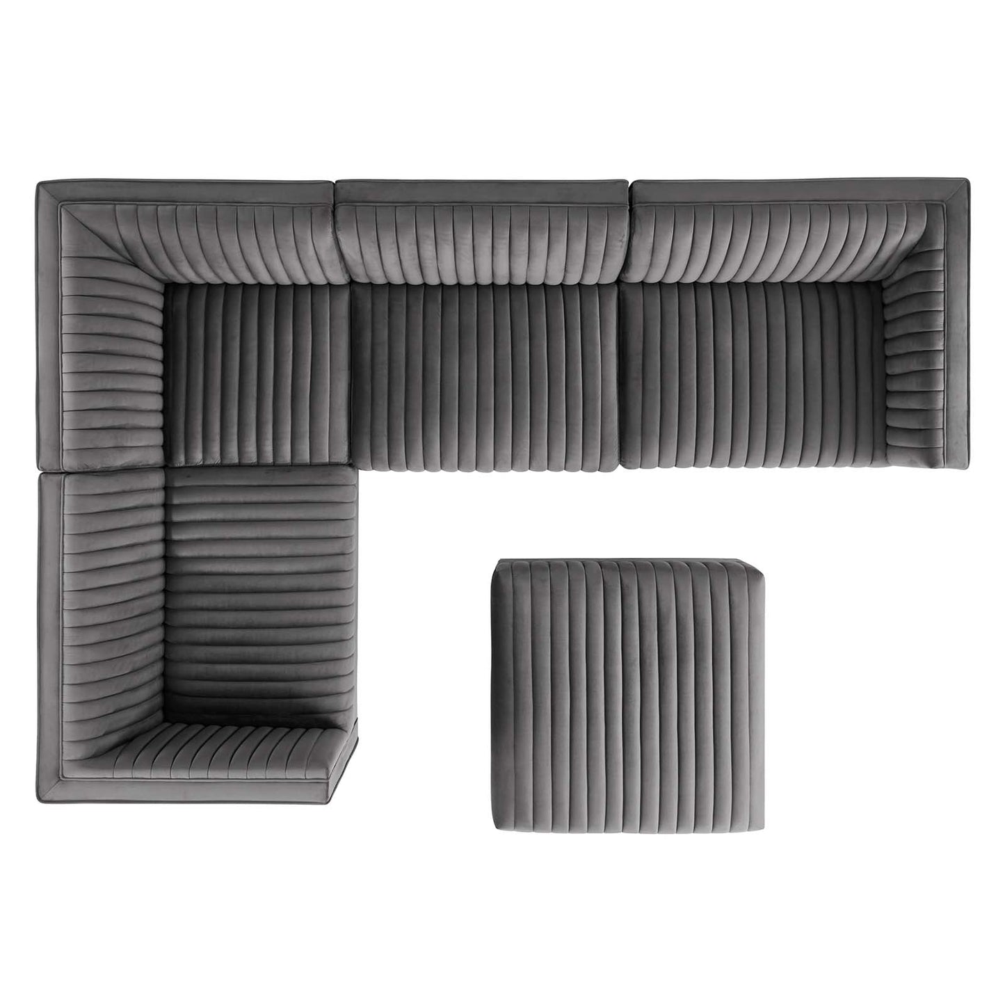 Sanguine Channel Tufted Performance Velvet 5-Piece Left-Facing Modular Sectional Sofa By Modway - EEI-5832 | Sectional | Modishstore - 22