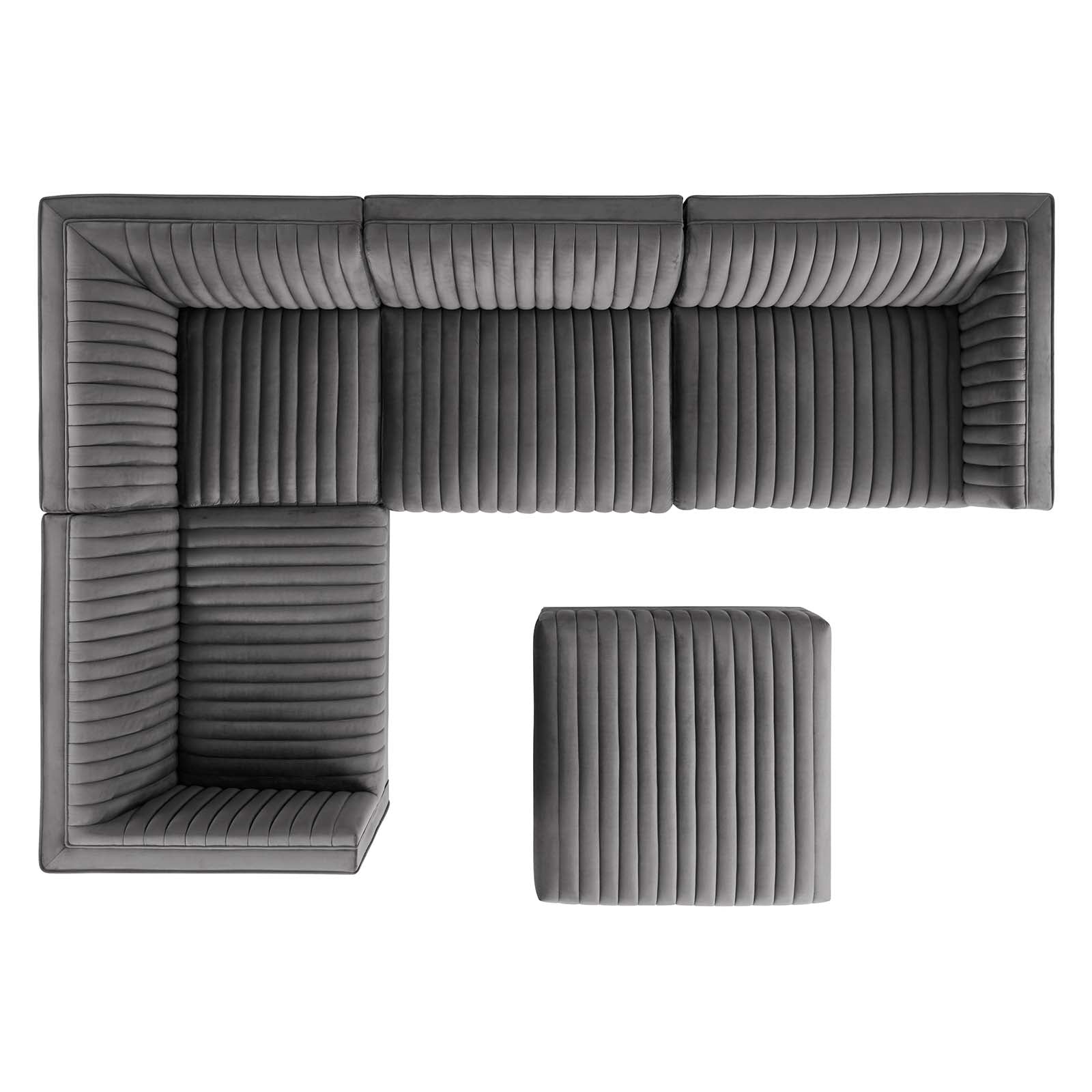 Sanguine Channel Tufted Performance Velvet 5-Piece Left-Facing Modular Sectional Sofa By Modway - EEI-5832 | Sectional | Modishstore - 22