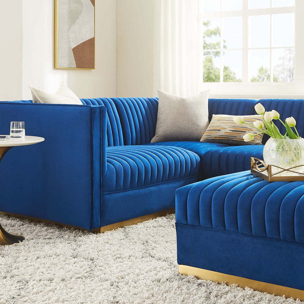 Sanguine Channel Tufted Performance Velvet 5-Piece Left-Facing Modular Sectional Sofa By Modway - EEI-5832 | Sectional | Modishstore - 33