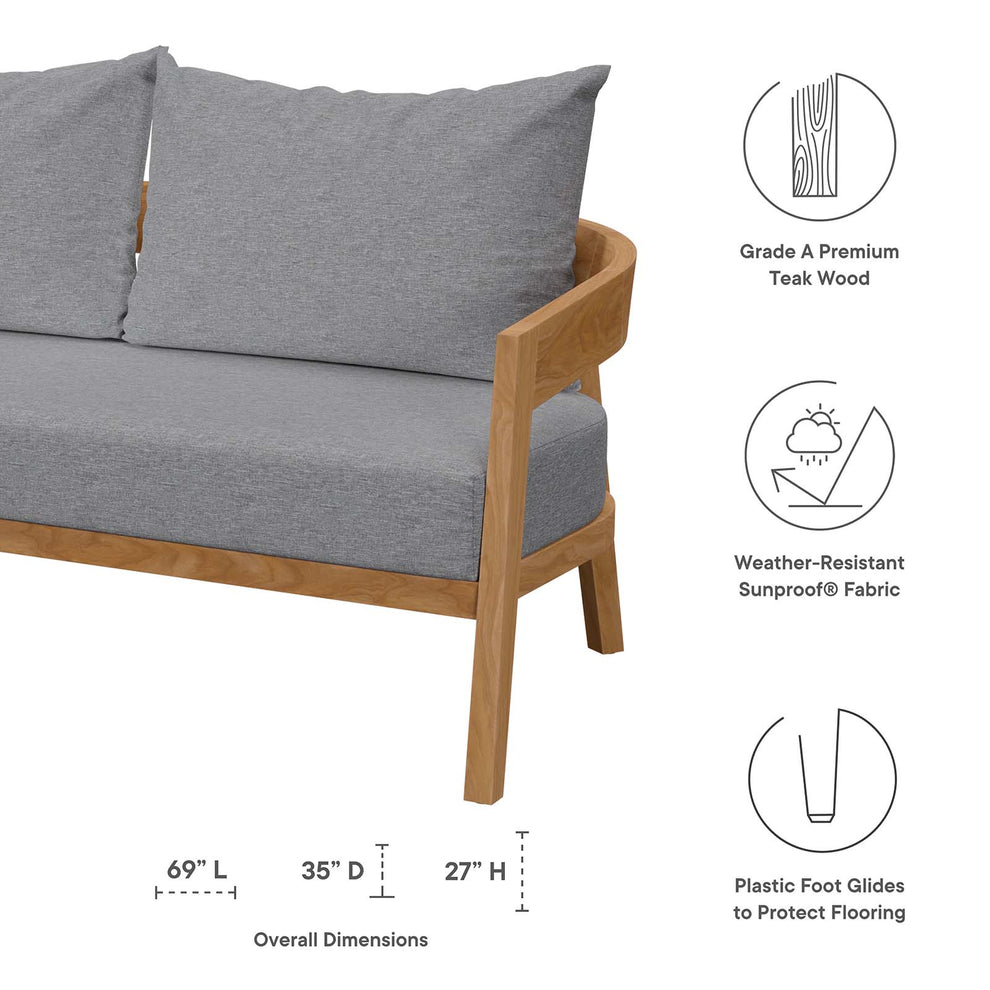 Brisbane 6-Piece Teak Wood Outdoor Patio Outdoor Patio Set By Modway - EEI-5833 | Outdoor Sofas, Loveseats & Sectionals | Modishstore - 4