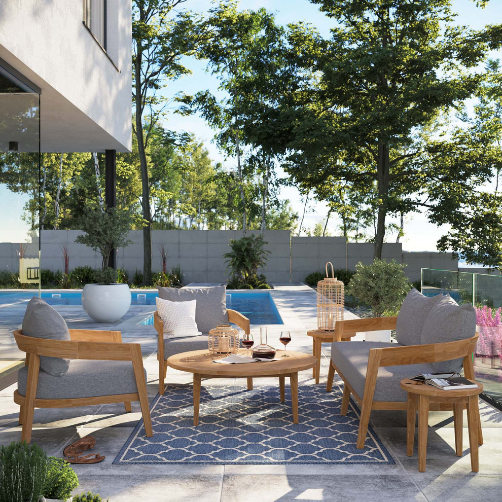 Brisbane 6-Piece Teak Wood Outdoor Patio Outdoor Patio Set By Modway - EEI-5833 | Outdoor Sofas, Loveseats & Sectionals | Modishstore - 1
