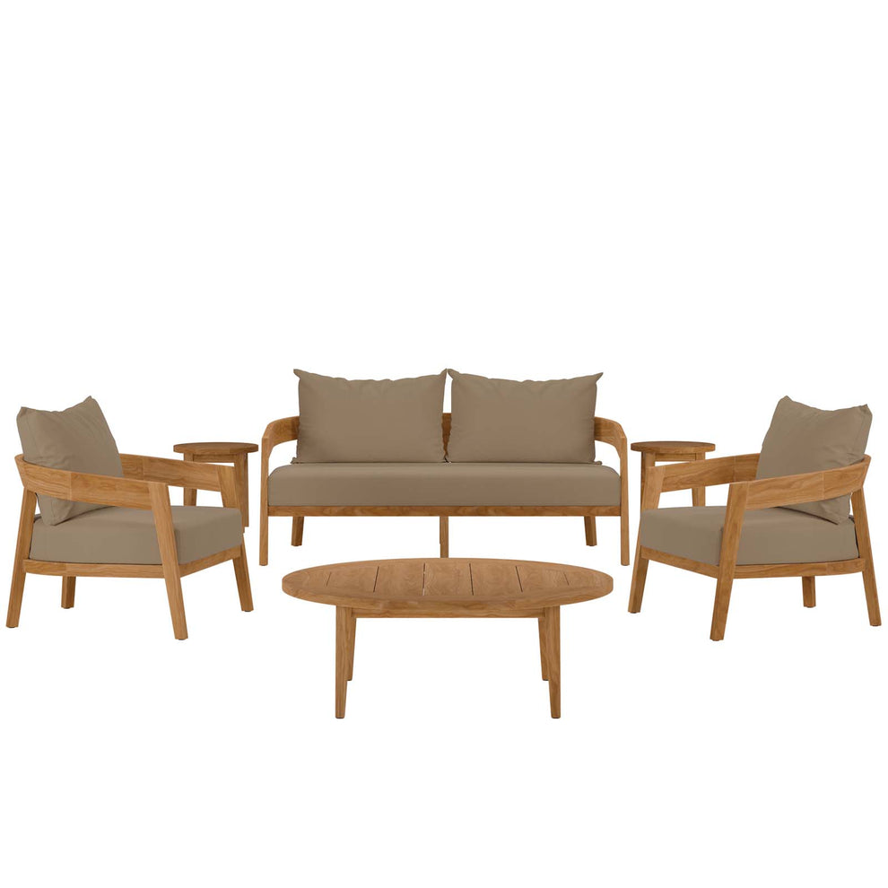 Brisbane 6-Piece Teak Wood Outdoor Patio Outdoor Patio Set By Modway - EEI-5833 | Outdoor Sofas, Loveseats & Sectionals | Modishstore - 15