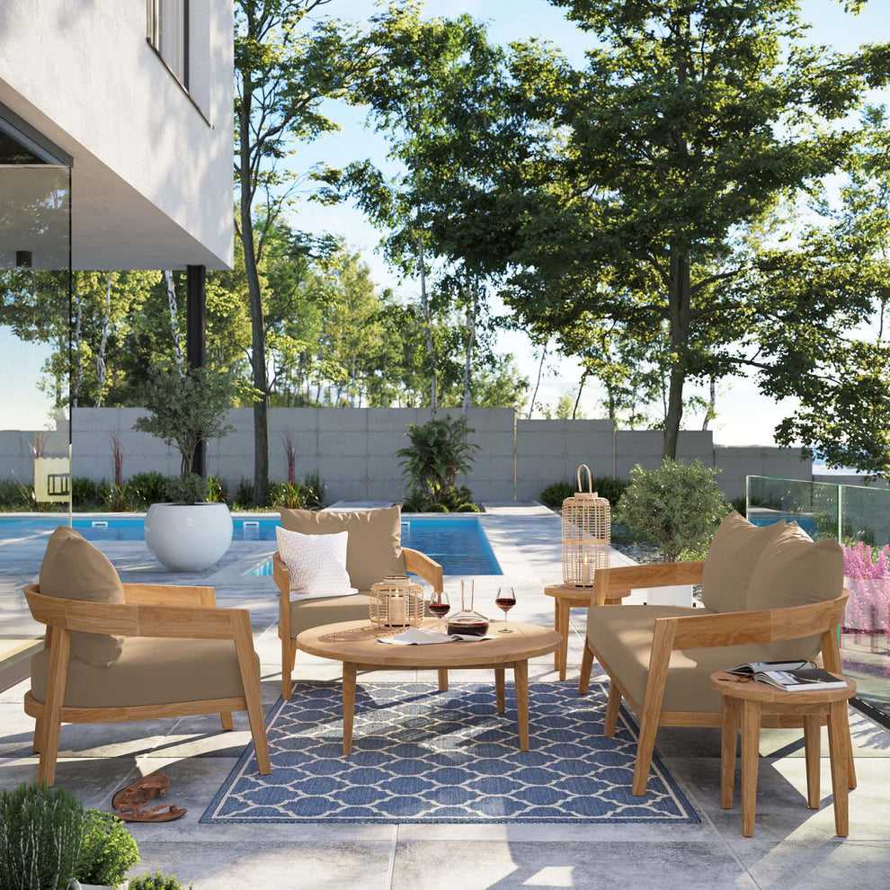 Brisbane 6-Piece Teak Wood Outdoor Patio Outdoor Patio Set By Modway - EEI-5833 | Outdoor Sofas, Loveseats & Sectionals | Modishstore - 22