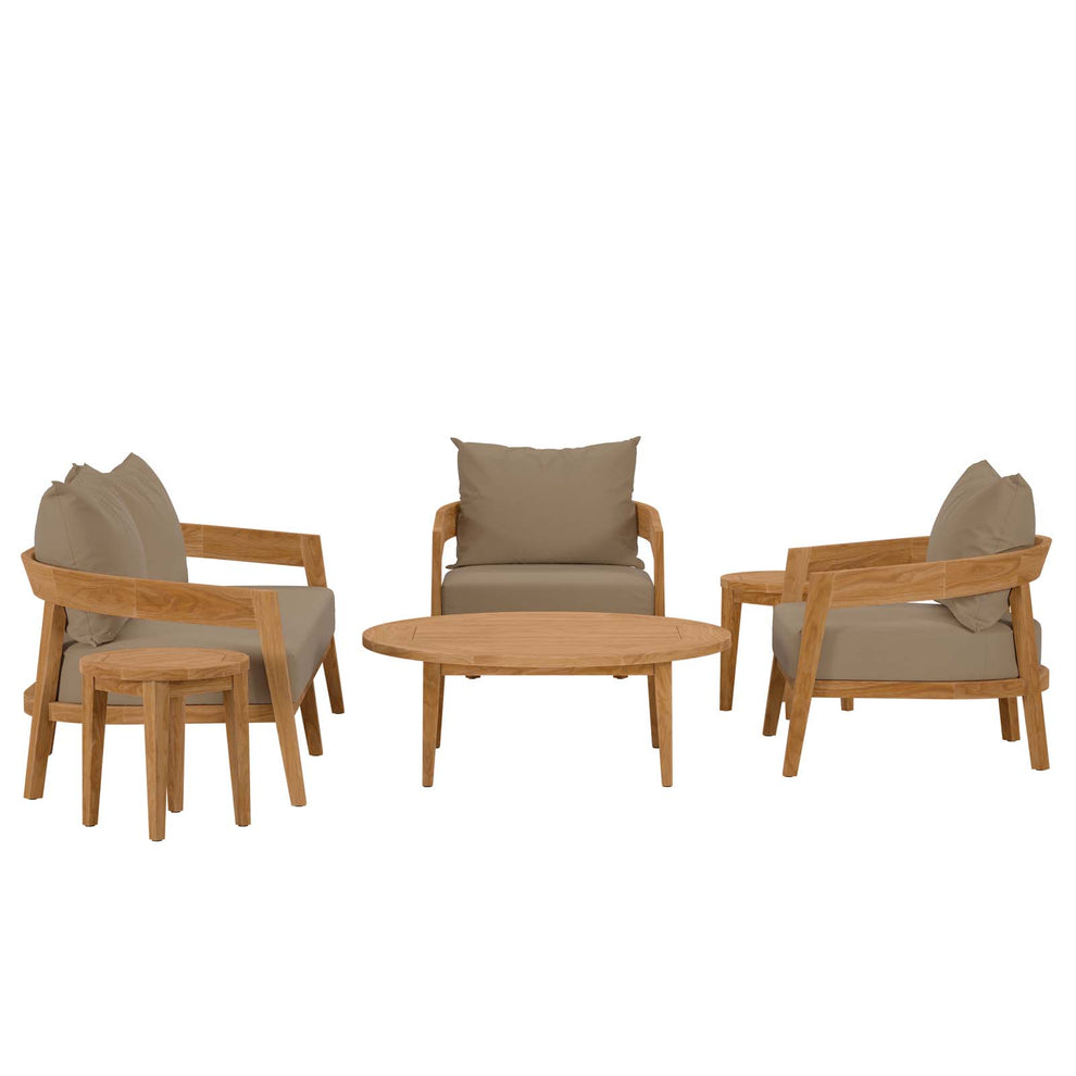 Brisbane 6-Piece Teak Wood Outdoor Patio Outdoor Patio Set By Modway - EEI-5833 | Outdoor Sofas, Loveseats & Sectionals | Modishstore - 23