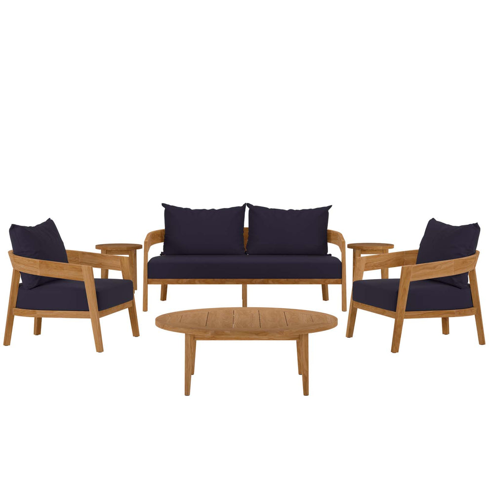 Brisbane 6-Piece Teak Wood Outdoor Patio Outdoor Patio Set By Modway - EEI-5833 | Outdoor Sofas, Loveseats & Sectionals | Modishstore - 30