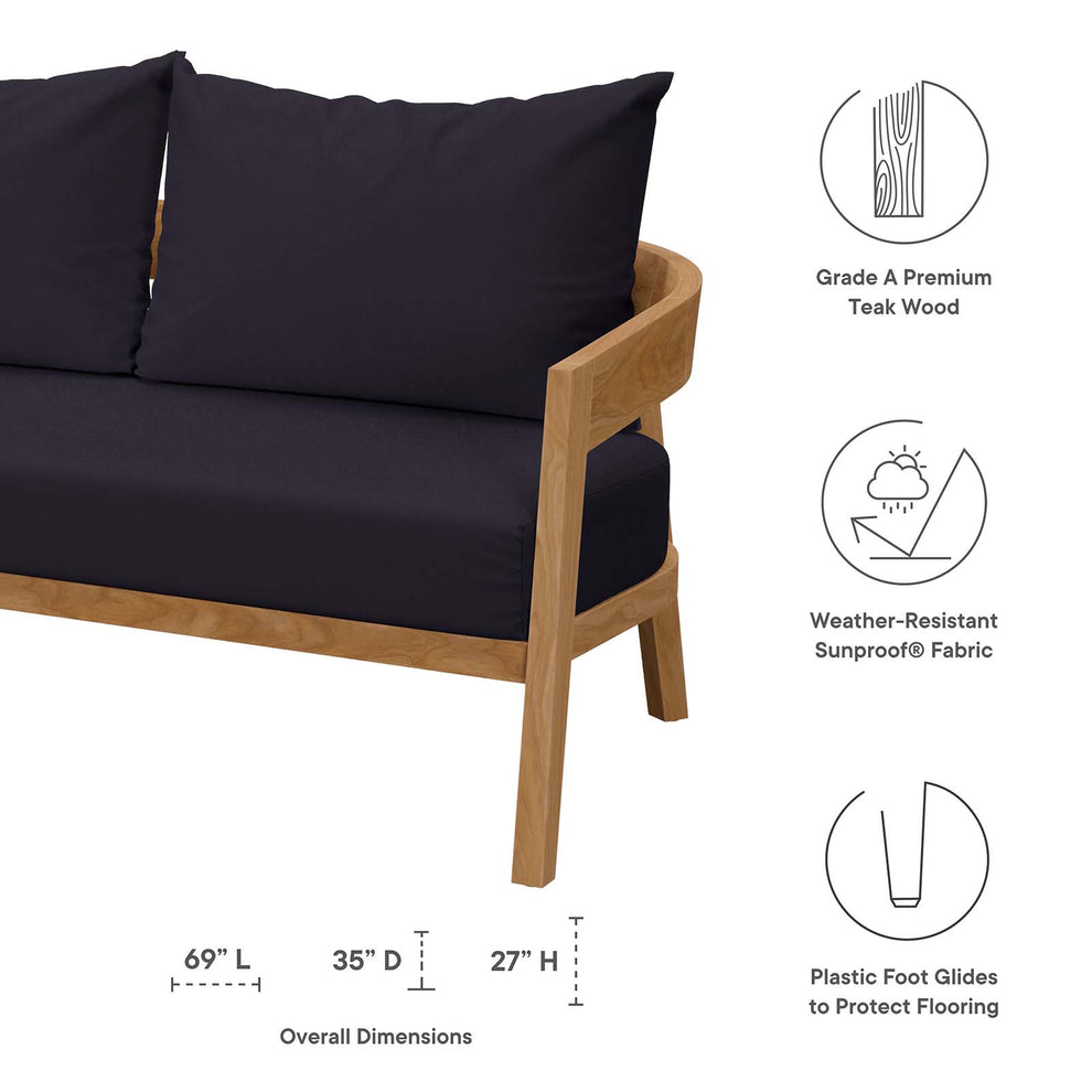 Brisbane 6-Piece Teak Wood Outdoor Patio Outdoor Patio Set By Modway - EEI-5833 | Outdoor Sofas, Loveseats & Sectionals | Modishstore - 33