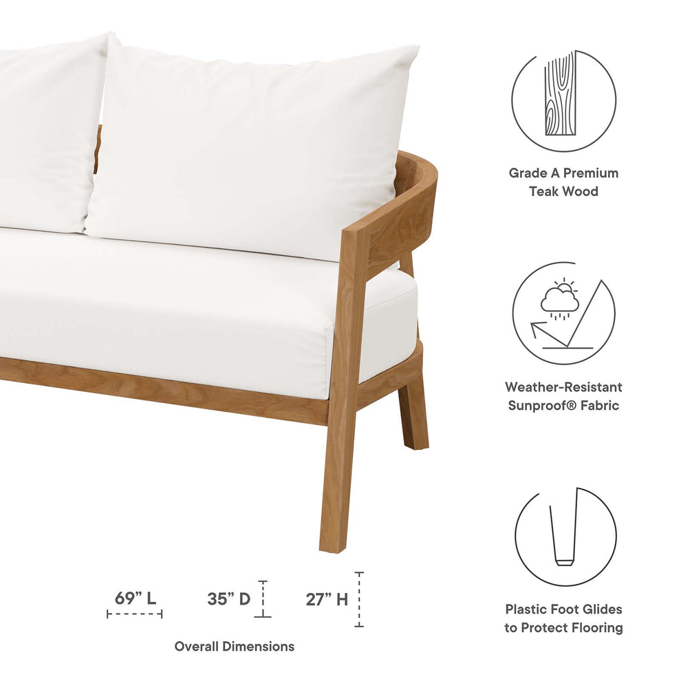 Brisbane 6-Piece Teak Wood Outdoor Patio Outdoor Patio Set By Modway - EEI-5833 | Outdoor Sofas, Loveseats & Sectionals | Modishstore - 48