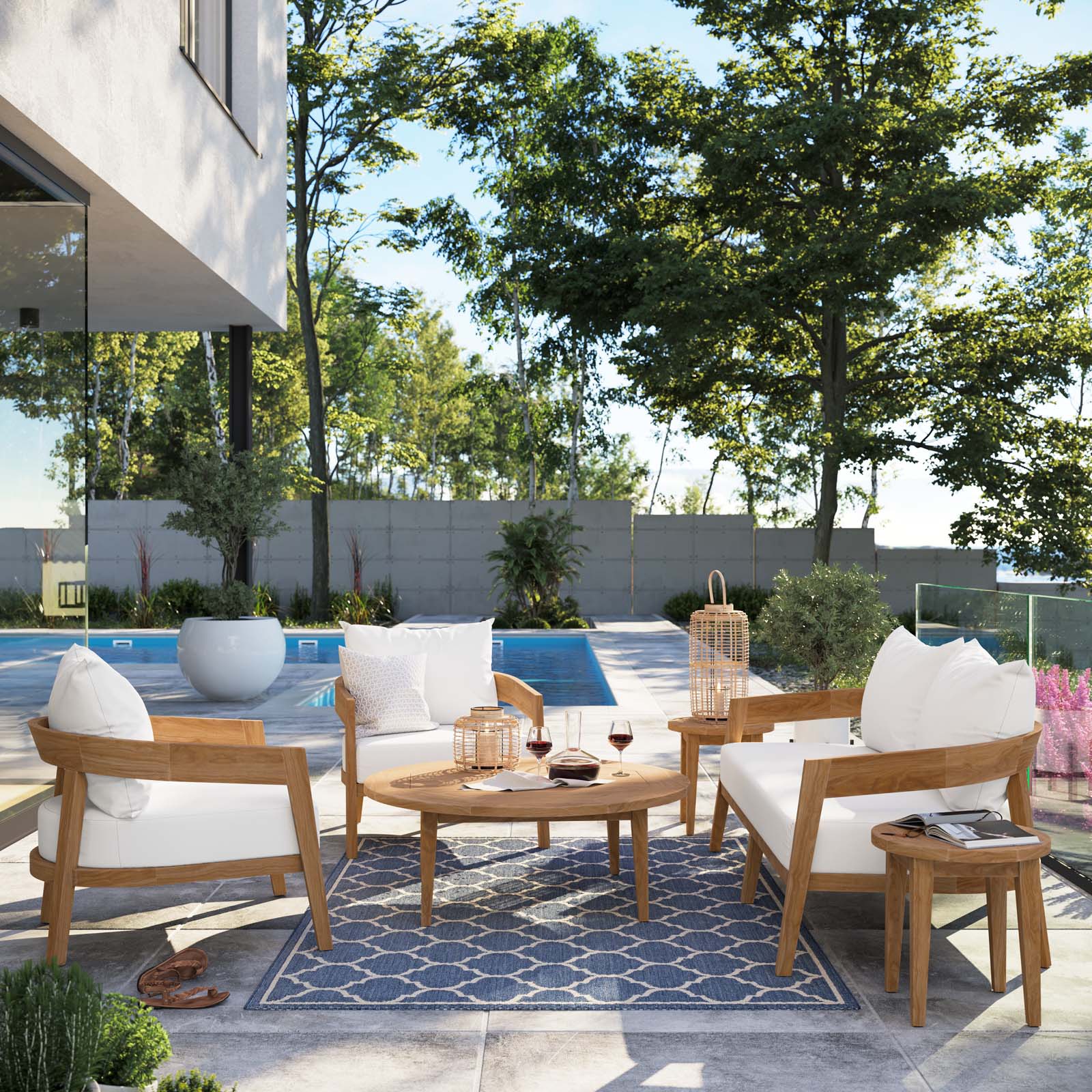 Brisbane 6-Piece Teak Wood Outdoor Patio Outdoor Patio Set By Modway - EEI-5833 | Outdoor Sofas, Loveseats & Sectionals | Modishstore - 52