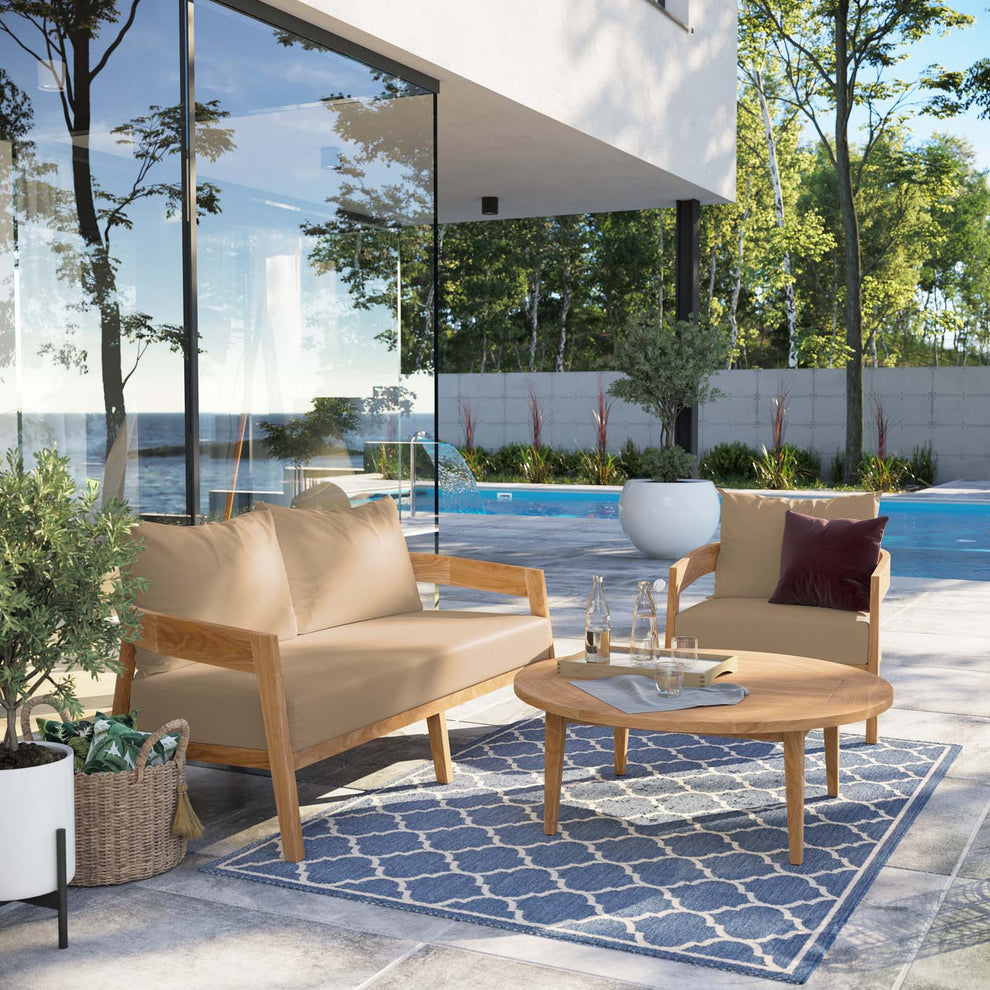 Brisbane 3-Piece Teak Wood Outdoor Patio Outdoor Patio Set By Modway - EEI-5834 | Outdoor Sofas, Loveseats & Sectionals | Modishstore - 15