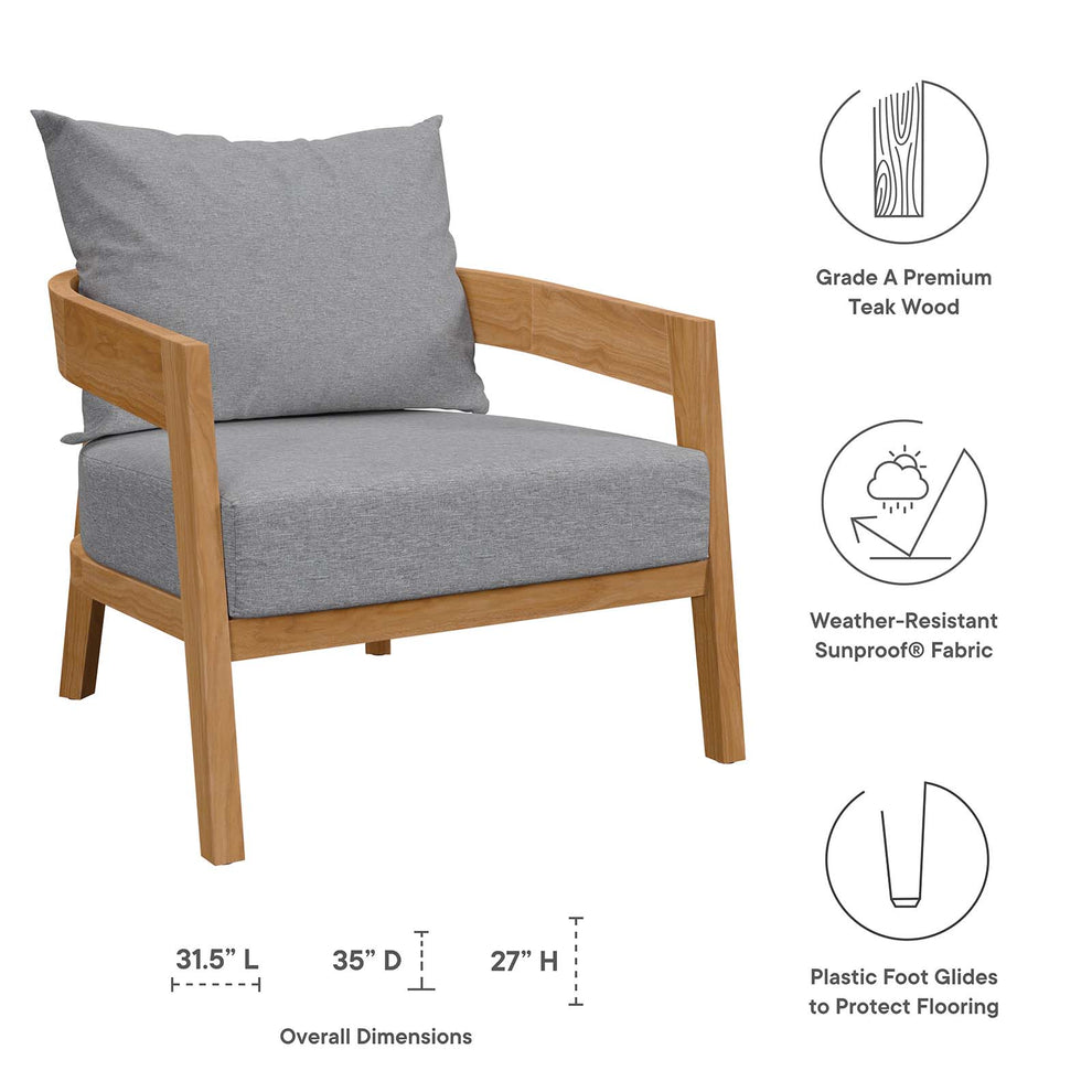 Brisbane 3-Piece Teak Wood Outdoor Patio Outdoor Patio Set By Modway - EEI-5835 | Outdoor Sofas, Loveseats & Sectionals | Modishstore - 4