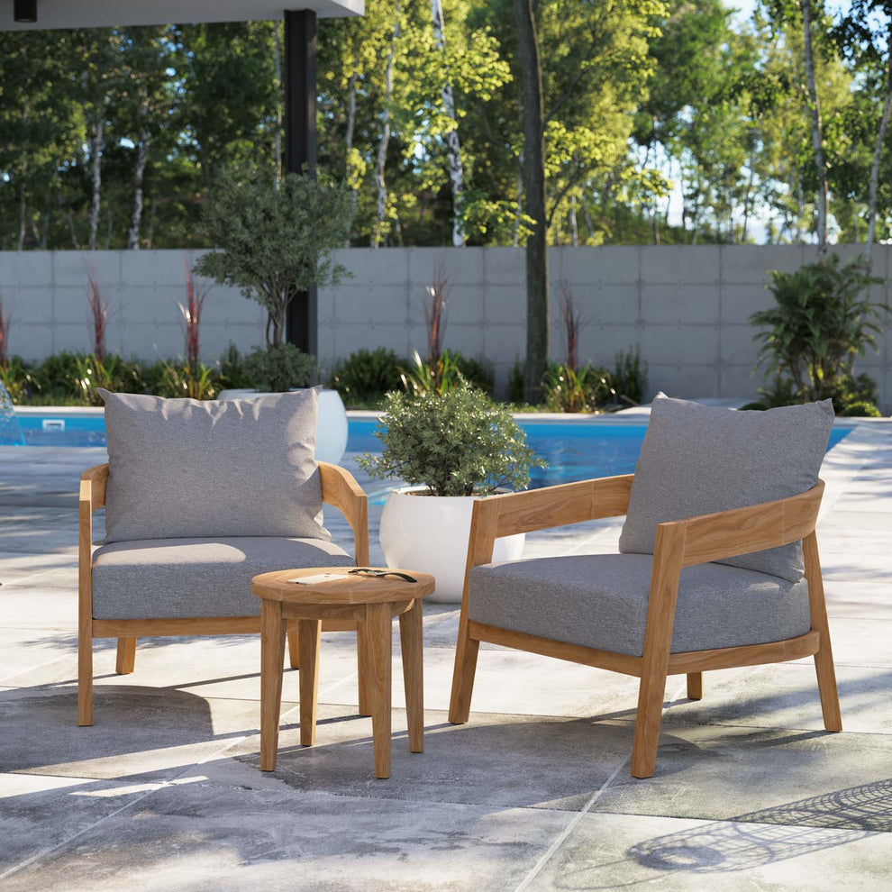 Brisbane 3-Piece Teak Wood Outdoor Patio Outdoor Patio Set By Modway - EEI-5835 | Outdoor Sofas, Loveseats & Sectionals | Modishstore - 1