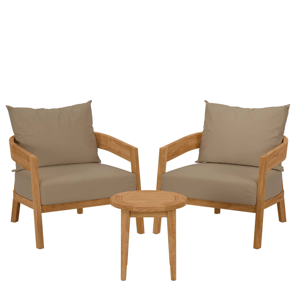 Brisbane 3-Piece Teak Wood Outdoor Patio Outdoor Patio Set By Modway - EEI-5835 | Outdoor Sofas, Loveseats & Sectionals | Modishstore - 12
