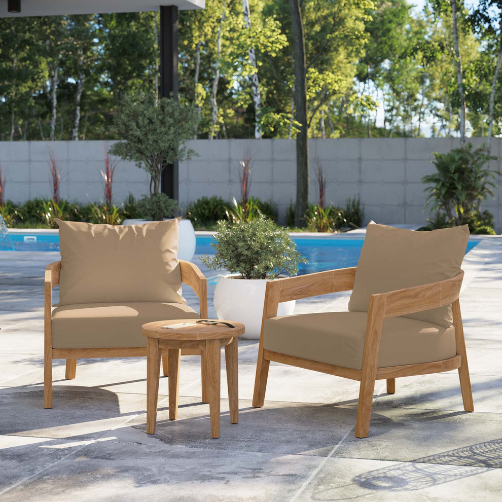 Brisbane 3-Piece Teak Wood Outdoor Patio Outdoor Patio Set By Modway - EEI-5835 | Outdoor Sofas, Loveseats & Sectionals | Modishstore - 15