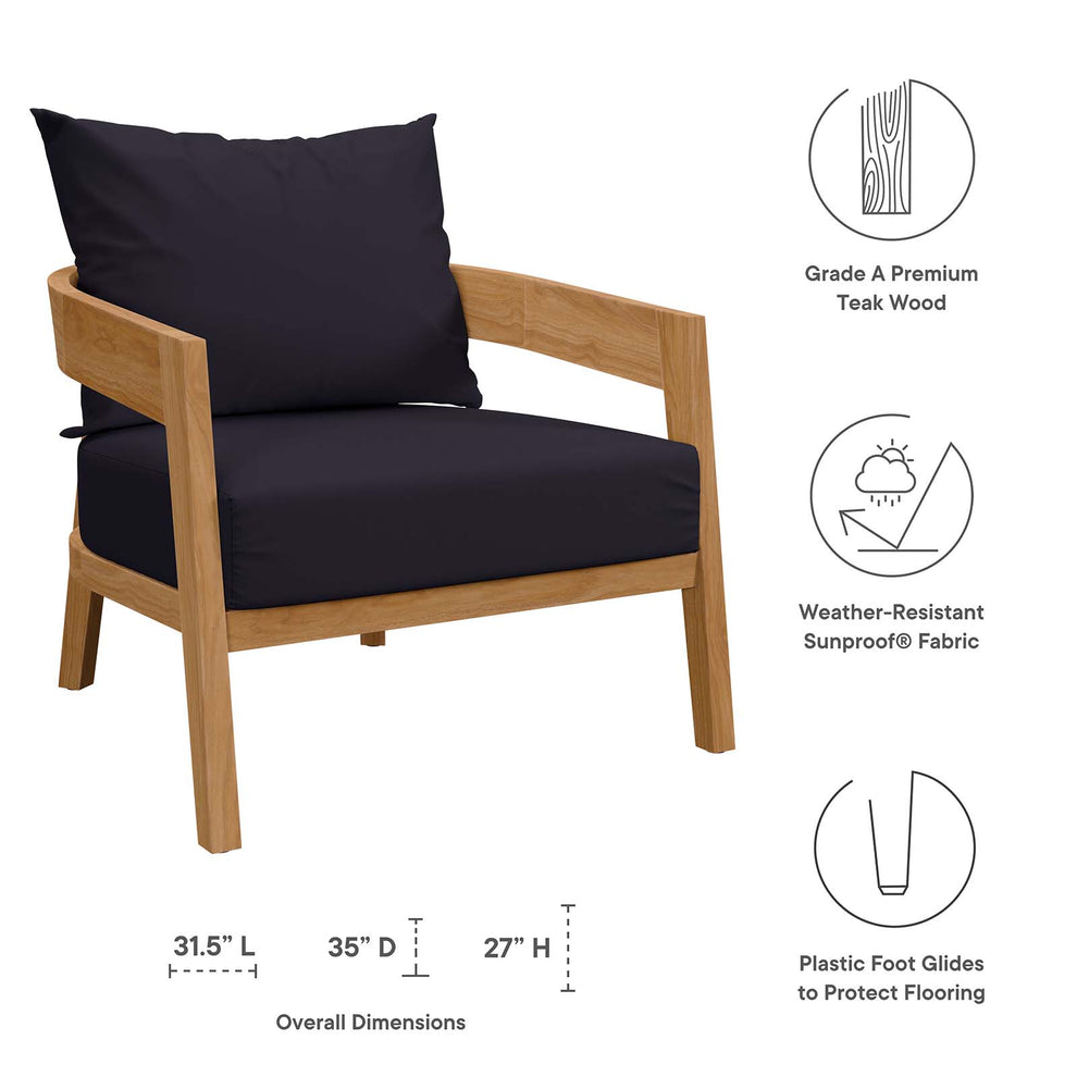 Brisbane 3-Piece Teak Wood Outdoor Patio Outdoor Patio Set By Modway - EEI-5835 | Outdoor Sofas, Loveseats & Sectionals | Modishstore - 25