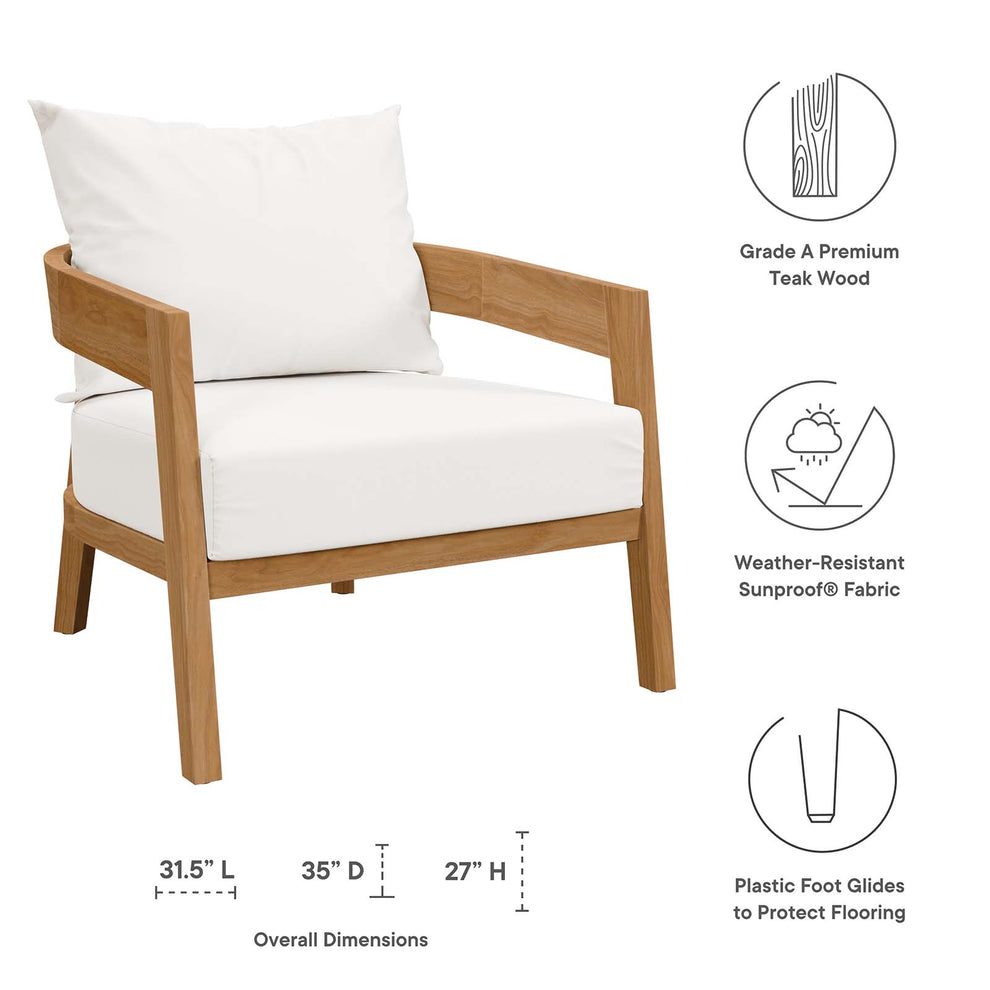 Brisbane 3-Piece Teak Wood Outdoor Patio Outdoor Patio Set By Modway - EEI-5835 | Outdoor Sofas, Loveseats & Sectionals | Modishstore - 36