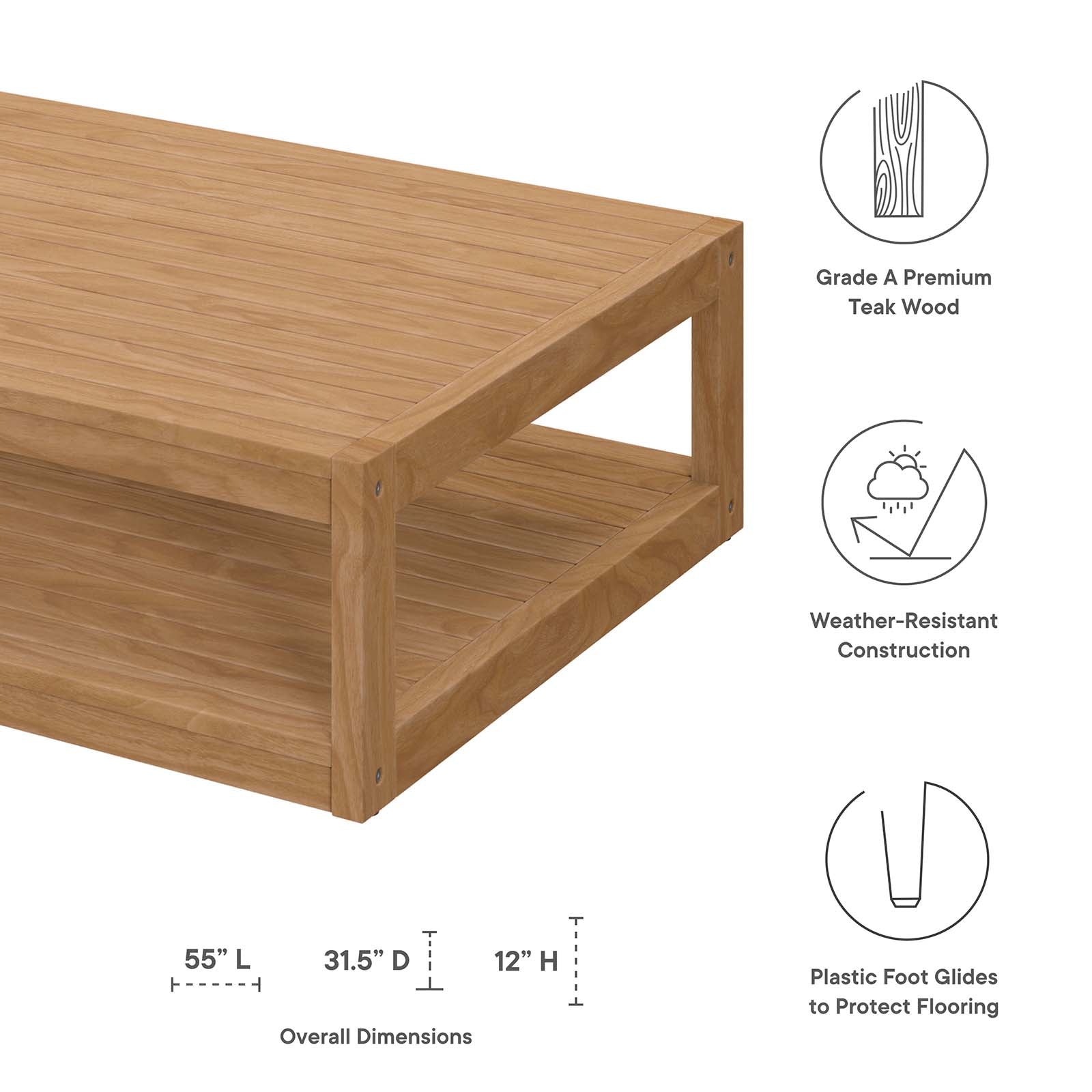 Carlsbad 6-Piece Teak Wood Outdoor Patio Outdoor Patio Set By Modway - EEI-5836 | Outdoor Sofas, Loveseats & Sectionals | Modishstore - 8