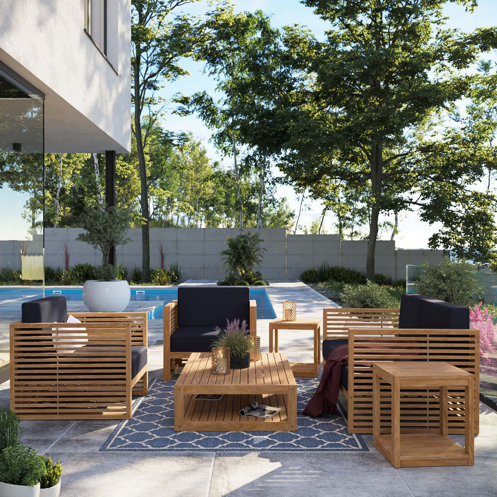 Carlsbad 6-Piece Teak Wood Outdoor Patio Outdoor Patio Set By Modway - EEI-5836 | Outdoor Sofas, Loveseats & Sectionals | Modishstore - 25