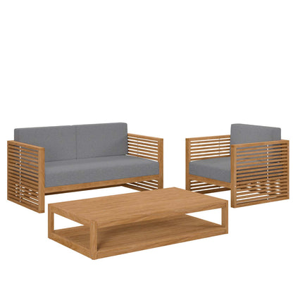 Carlsbad 3-Piece Teak Wood Outdoor Patio Outdoor Patio Set By Modway - EEI-5837 | Outdoor Sofas, Loveseats & Sectionals | Modishstore - 2