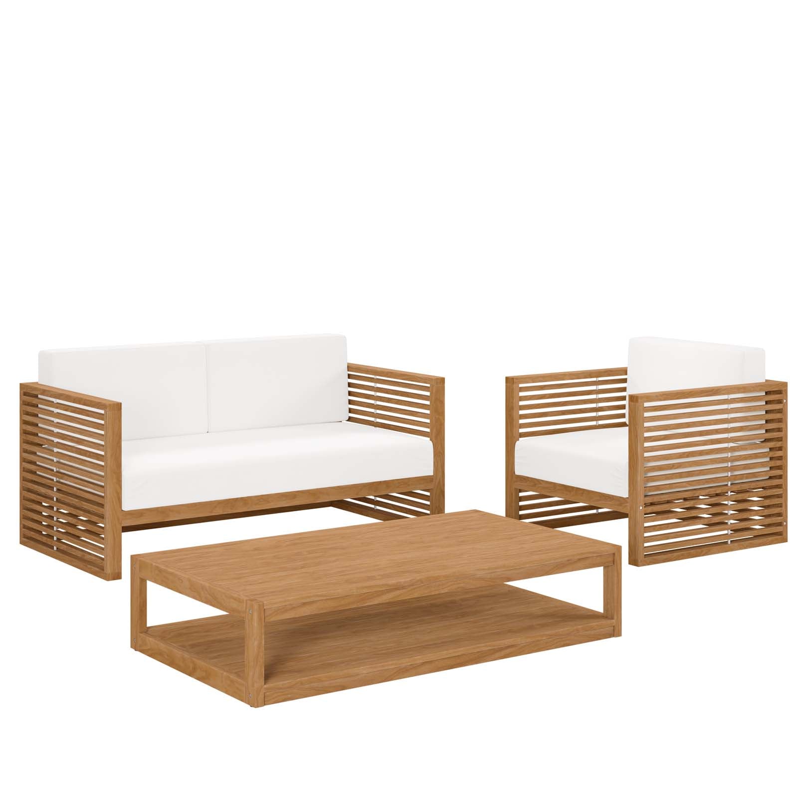 Carlsbad 3-Piece Teak Wood Outdoor Patio Outdoor Patio Set By Modway - EEI-5837 | Outdoor Sofas, Loveseats & Sectionals | Modishstore - 27