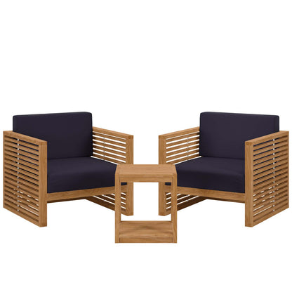 Carlsbad 3-Piece Teak Wood Outdoor Patio Outdoor Patio Set By Modway - EEI-5838 | Outdoor Sofas, Loveseats & Sectionals | Modishstore - 12