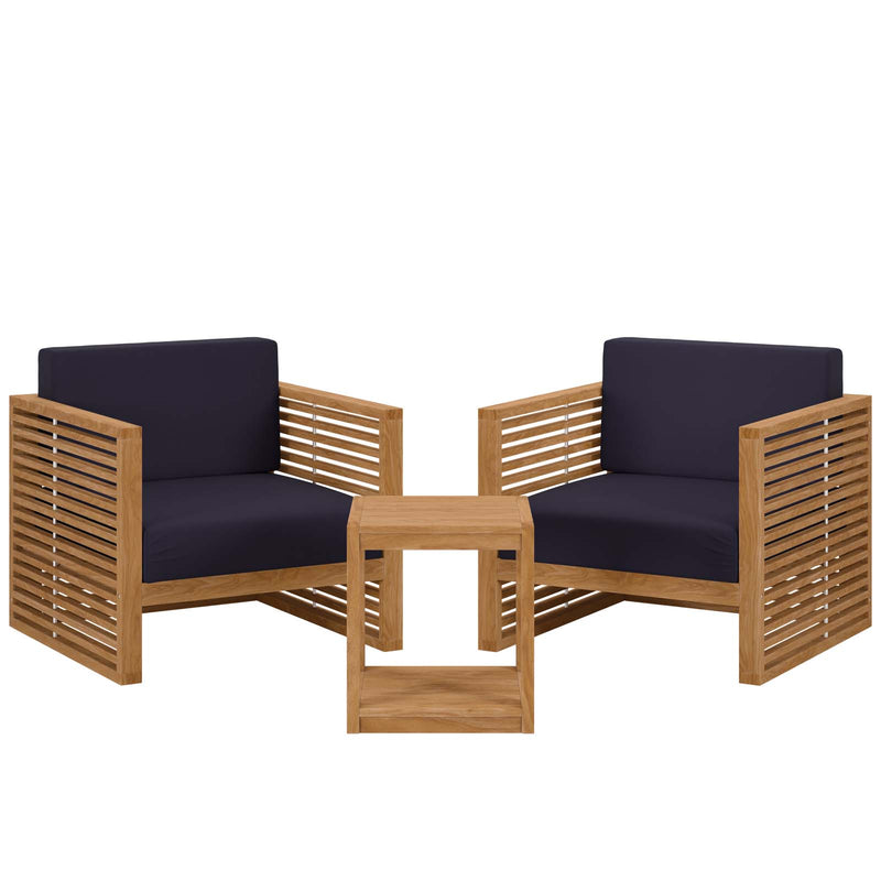 Carlsbad 3-Piece Teak Wood Outdoor Patio Outdoor Patio Set By Modway - EEI-5838 | Outdoor Sofas, Loveseats & Sectionals | Modishstore - 12