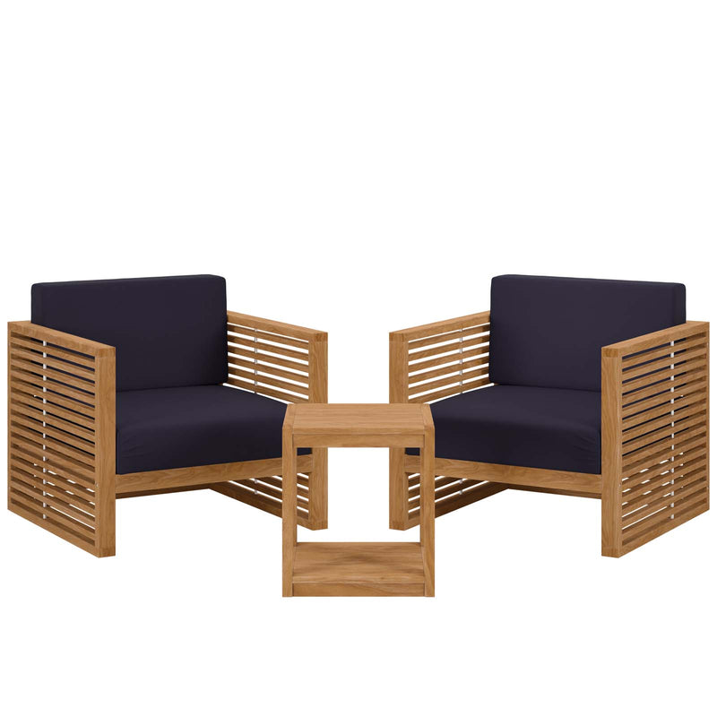 Carlsbad 3-Piece Teak Wood Outdoor Patio Outdoor Patio Set By Modway - EEI-5838 | Outdoor Sofas, Loveseats & Sectionals | Modishstore - 12