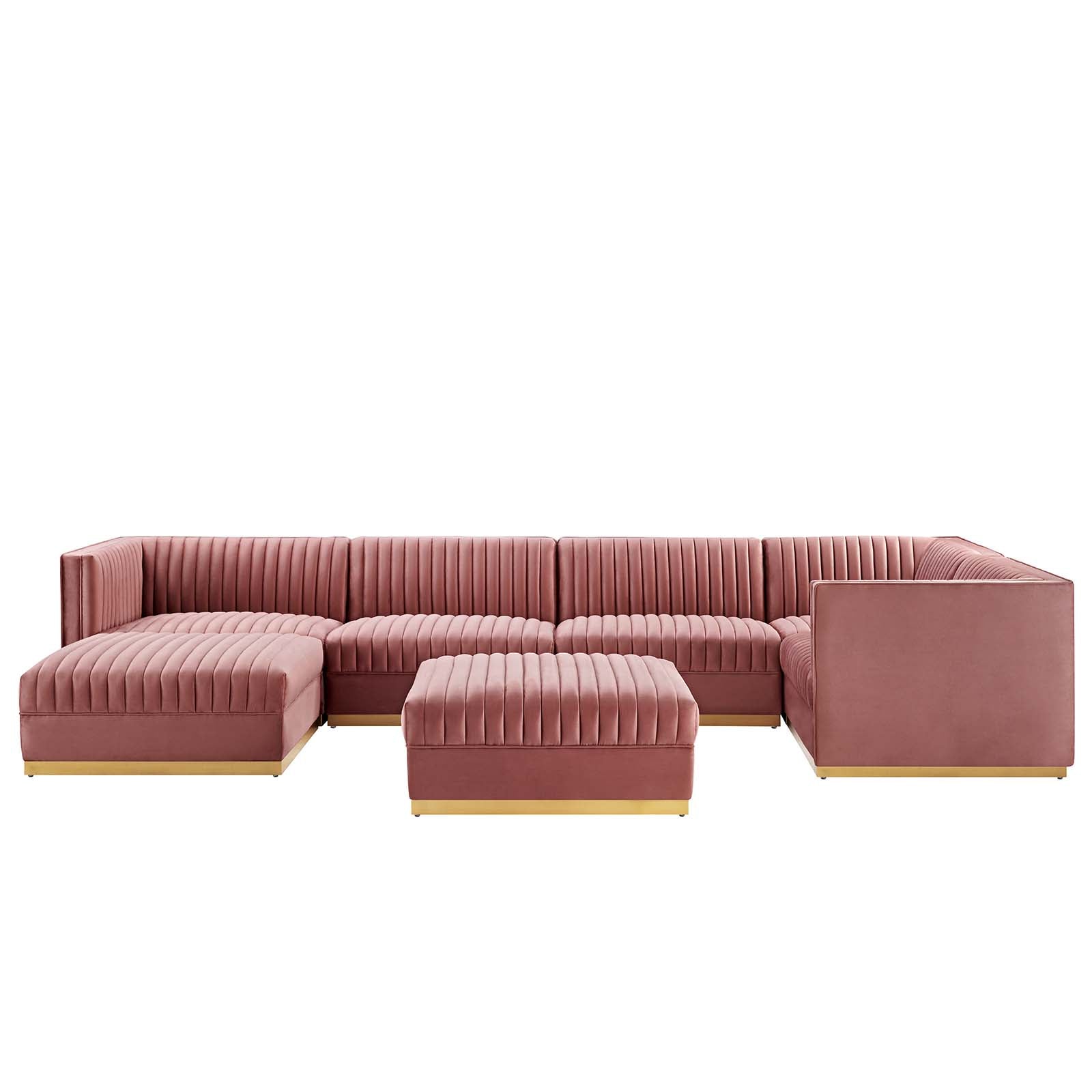 Sanguine Channel Tufted Performance Velvet 7-Piece Right-Facing Modular Sectional Sofa By Modway - EEI-5839 | Sectional | Modishstore - 2
