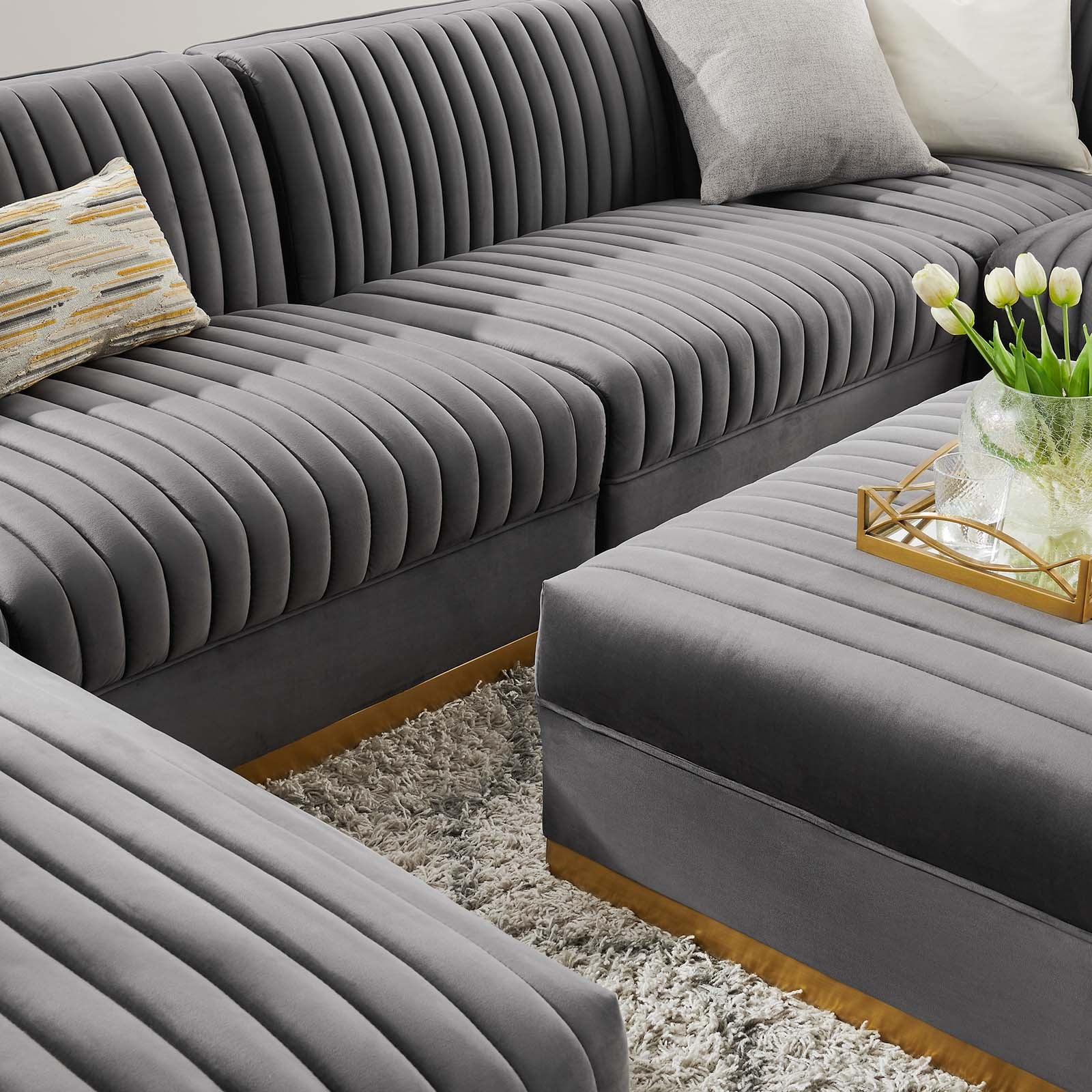 Sanguine Channel Tufted Performance Velvet 7-Piece Right-Facing Modular Sectional Sofa By Modway - EEI-5839 | Sectional | Modishstore - 22